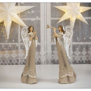 Engel med snefnug og trompet 